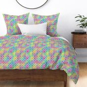 Bright Rainbow Watercolor Quatrefoil Pattern