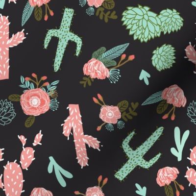 cactus floral fabric southwest flower cactus design