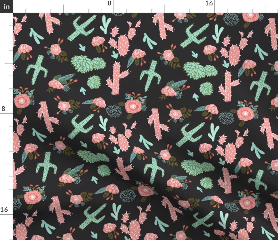 cactus floral fabric southwest flower cactus design