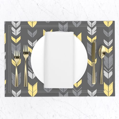 Arrow Feathers -Baby yellow and grey