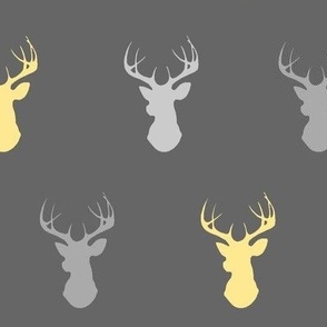 Deer- yellow and grey on dark gray - buck head-ch