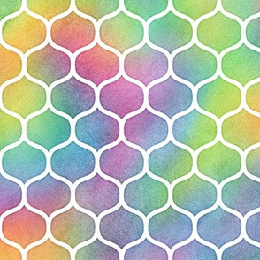 Bright Rainbow Watercolor Ogee Pattern 2