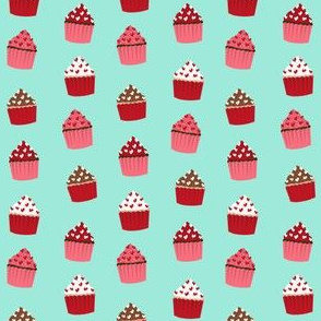 valentines cupcake coordinate - aqua