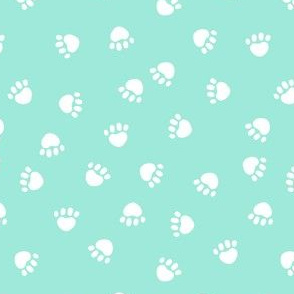 paw print fabric - valentines coordinate - aqua