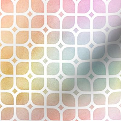 Pastel Rainbow Watercolor LatticeSquares Pattern