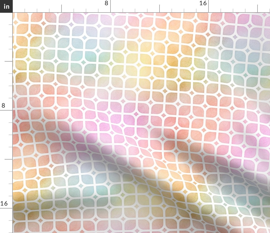 Pastel Rainbow Watercolor LatticeSquares Pattern