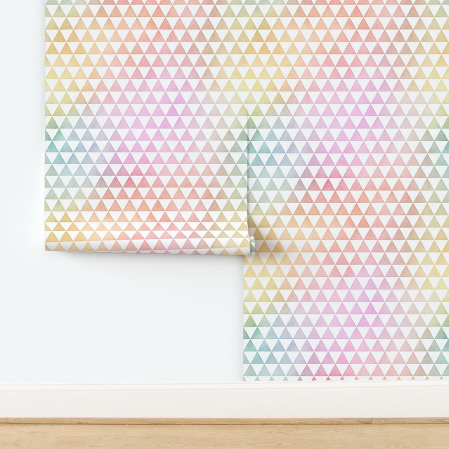 Pastel Rainbow Watercolor Triangles Pattern