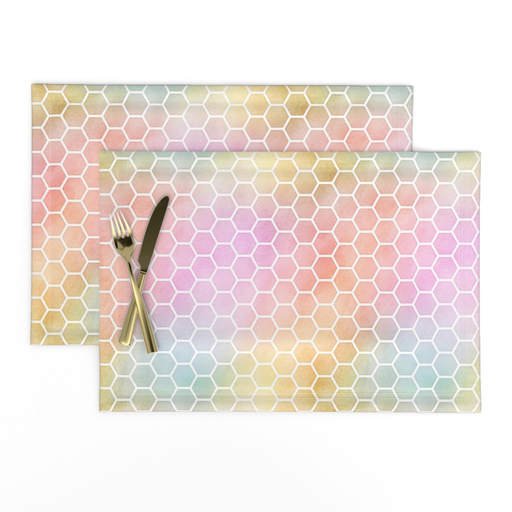 Pastel Rainbow Watercolor HoneyComb Pattern