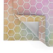 Pastel Rainbow Watercolor HoneyComb Pattern