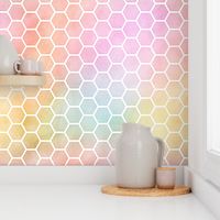 Pastel Rainbow Watercolor HoneyComb Pattern