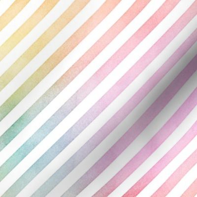 Pastel Rainbow Watercolor DiagonalStripes Pattern