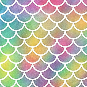 Bright Rainbow Watercolor Scale Pattern 1