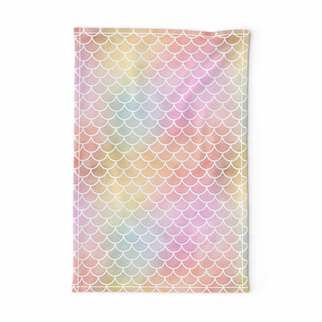 Pastel Rainbow Watercolor Scale Pattern 1
