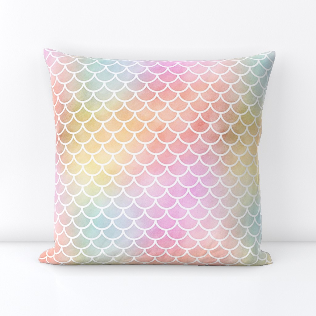 Pastel Rainbow Watercolor Scale Pattern 1