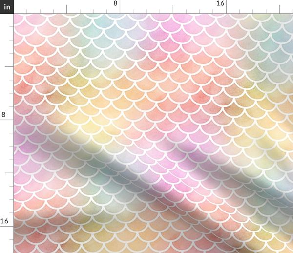 Pastel Rainbow Watercolor Scale Pattern Spoonflower