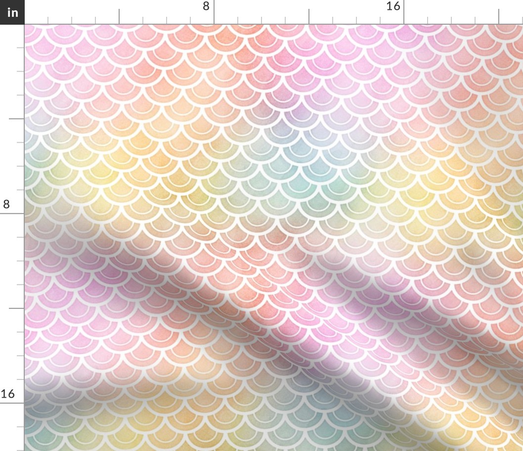Pastel Rainbow Watercolor Scale Pattern 2