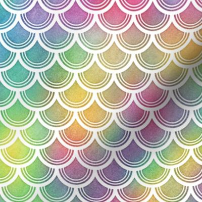 Bright Rainbow Watercolor Scale Pattern 3