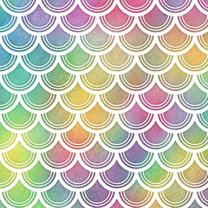 Bright Rainbow Watercolor Scale Pattern 3