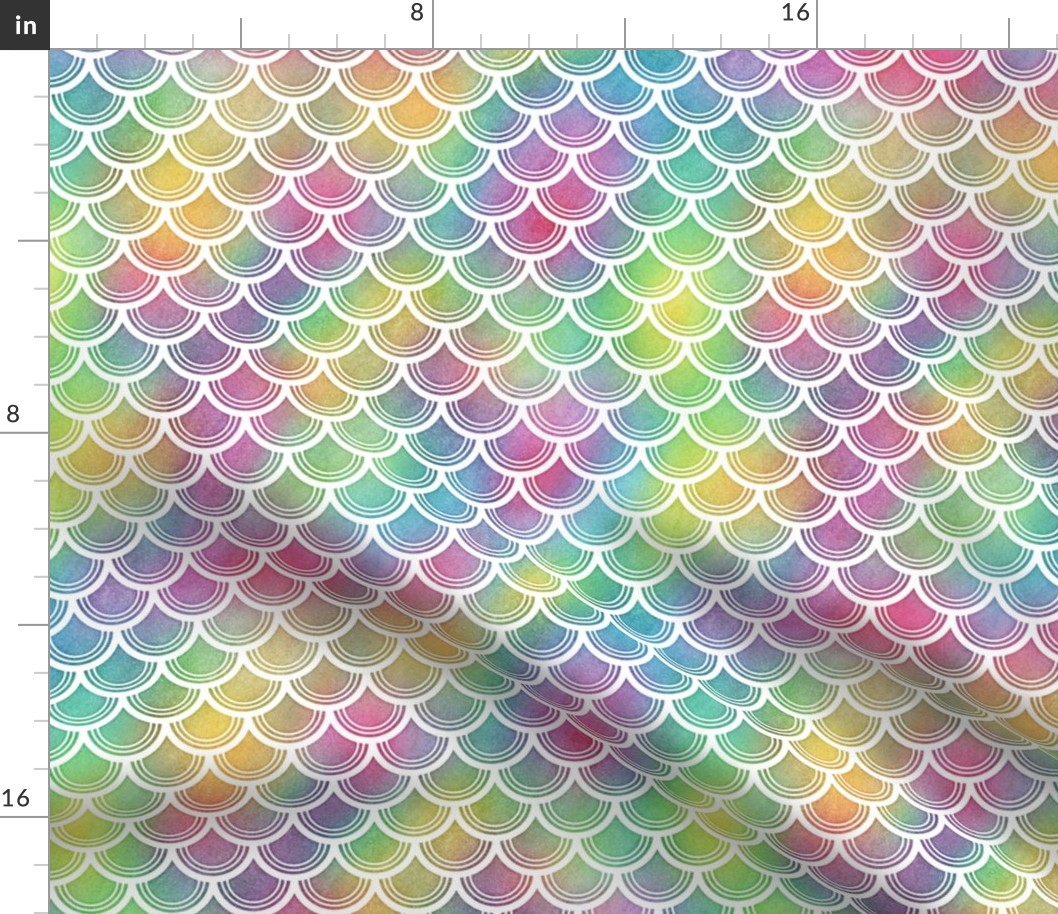 Bright Rainbow Watercolor Scale Pattern 3