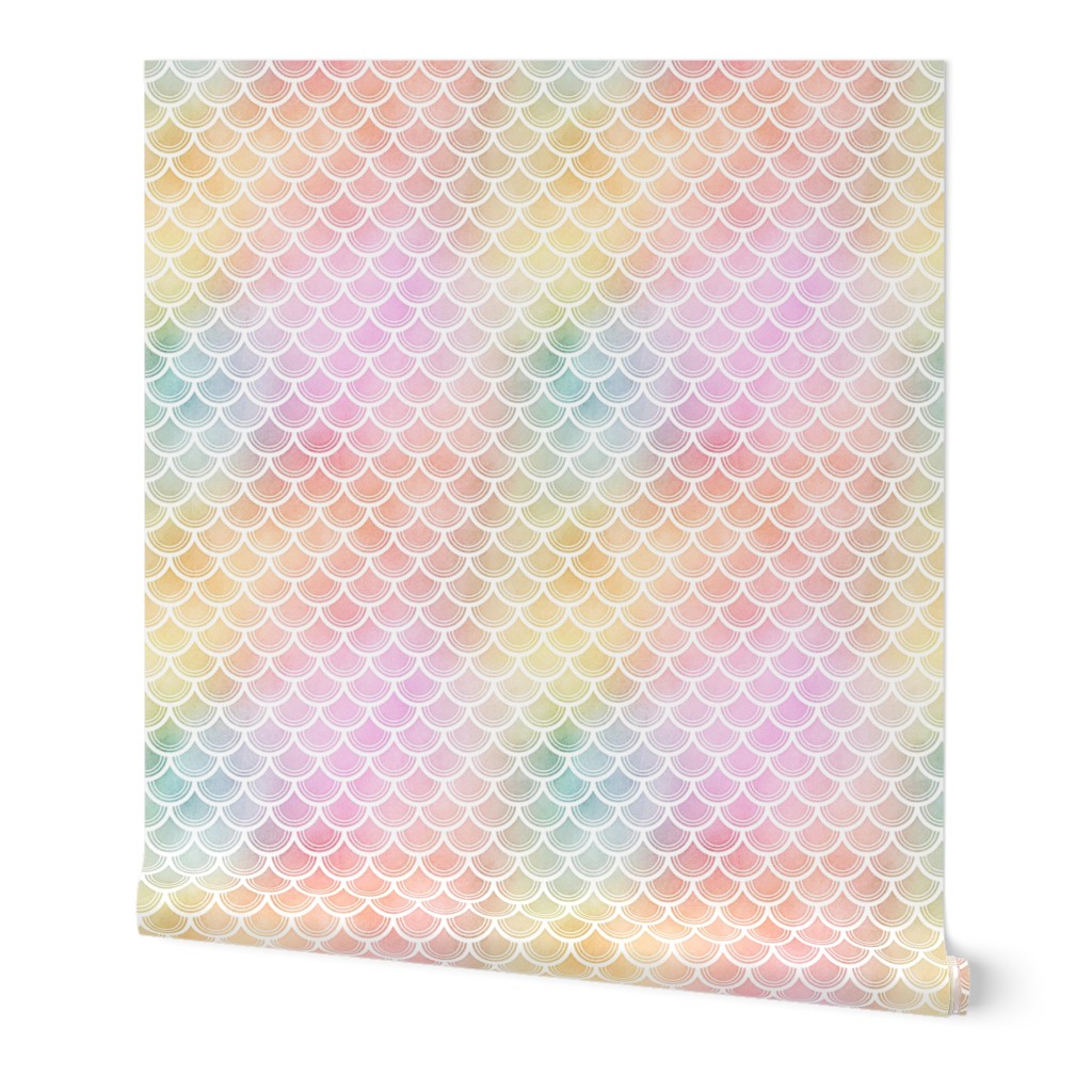 Pastel Rainbow Watercolor Scale Pattern 3