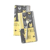 Patchwork Deer- Wholecloth Quilt - Baby Yellow and Greys - Little One - Wild and Free