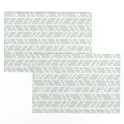 Rotated herringbone - sage and white