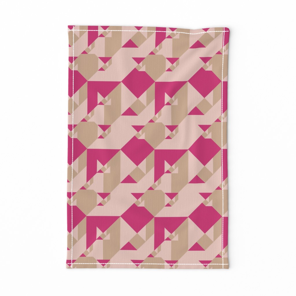 PINK YARROW, PALE DOGWOOD AND HAZELNUT TANGRAMS