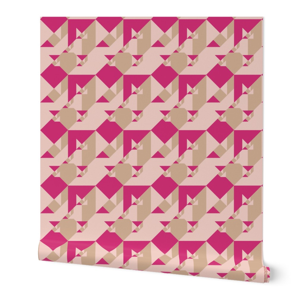 PINK YARROW, PALE DOGWOOD AND HAZELNUT TANGRAMS