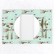 Adorable little baby giraffe cute kids zoo jungle animals illustration geometric scandinavian style print in mint rotated