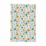 Calliope - Geometric Floral Aqua Pink & Gold