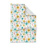 Calliope - Geometric Floral Aqua Pink & Gold