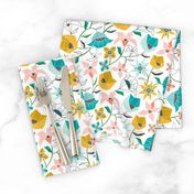 Calliope - Geometric Floral Aqua Pink & Gold