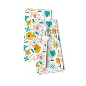 Calliope - Geometric Floral Aqua Pink & Gold