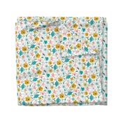 Calliope - Geometric Floral Aqua Pink & Gold