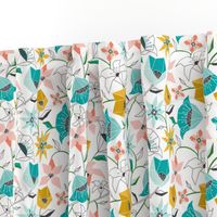 Calliope - Geometric Floral Aqua Pink & Gold