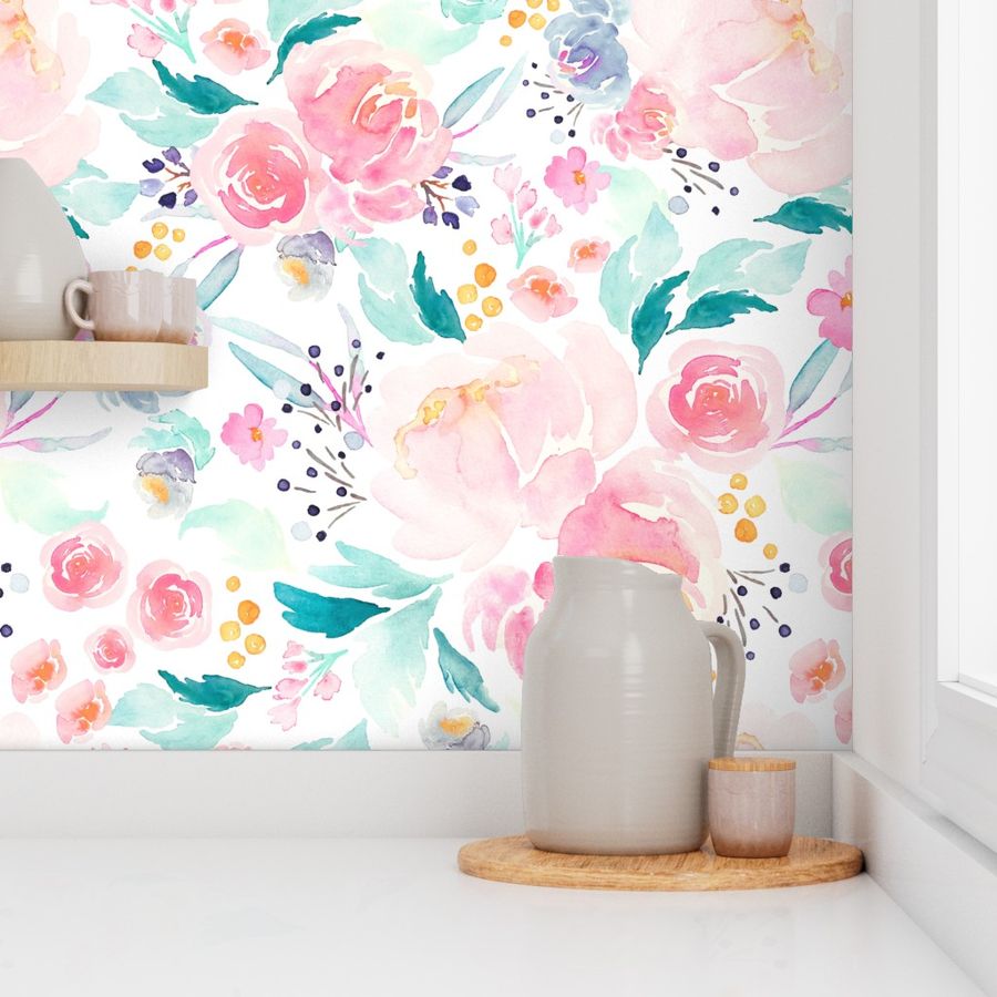 Indy Bloom Design Mermaid Lagoon C Wallpaper | Spoonflower