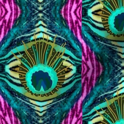 Pink Zebra Peacock  Abstract  