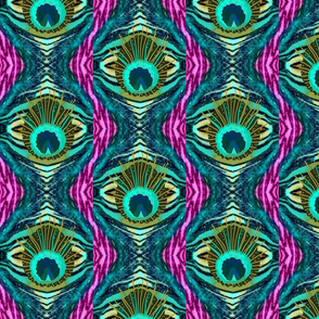 Pink Zebra Peacock  Abstract  