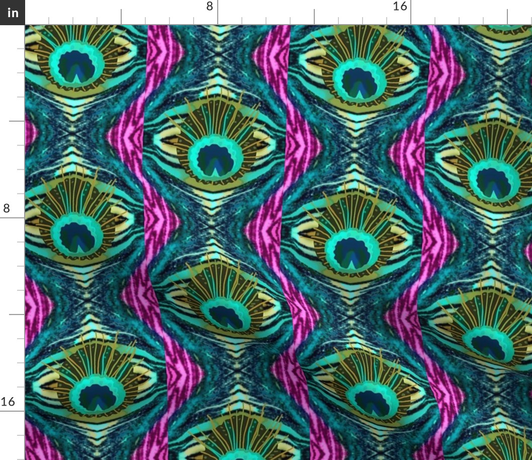 Pink Zebra Peacock  Abstract  