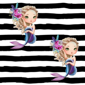 Lilac Mermaid / Black and White Stripes