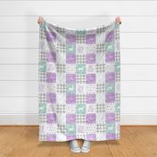 watercolor woodland wholecloth  - purple, dark mint, grey