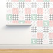watercolor woodland wholecloth (90) - pink, grey,mint