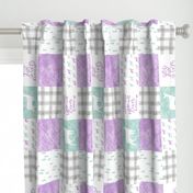 watercolor woodland wholecloth (90) - purple, dark mint, grey