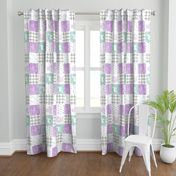 watercolor woodland wholecloth (90) - purple, dark mint, grey