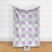 watercolor woodland wholecloth (90) - purple, dark mint, grey