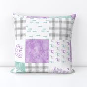 watercolor woodland wholecloth (90) - purple, dark mint, grey