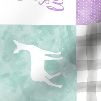 watercolor woodland wholecloth (90) - purple, dark mint, grey