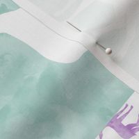 watercolor woodland wholecloth (90) - purple, dark mint, grey