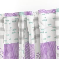 watercolor woodland wholecloth (90) - purple, dark mint, grey