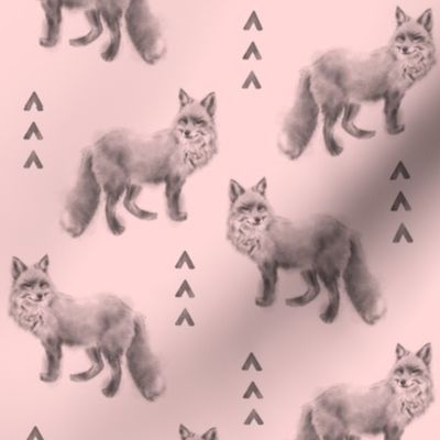 Fox and Arrows - black/grey on pink